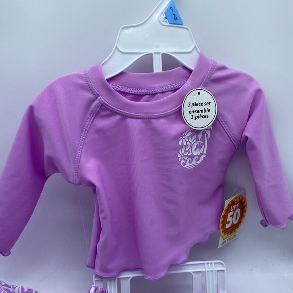 George Baby Infant Girls Rashguard Set UPF 50 Shirt Swim Diaper Bucket Hat 0-3 M - Picture 2 of 13